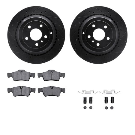 DYNAMIC FRICTION CO 8512-63107, Rotors-Drilled and Slotted-Black w/ 5000 Advanced Brake Pads incl. Hardware, Zinc Coated 8512-63107